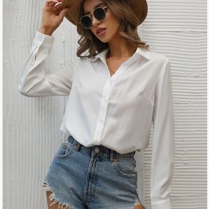 Laundry Long Sleeve White Button Down Blouse